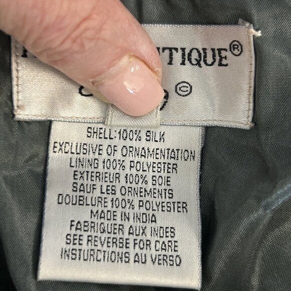 Papell Boutique Evening Navy Blue Beaded 100% Silk Size Medium - Picture 3 of 9